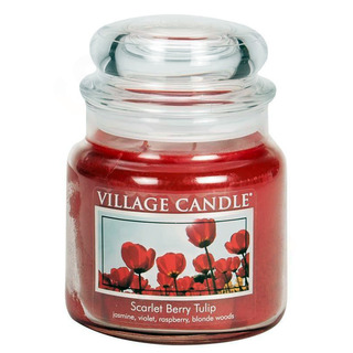 Village Candle Střední vonná svíčka ve skle Scarlet Berry Tulip 397g - Tulipány