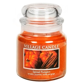 Village Candle Střední vonná svíčka ve skle Spiced Pumpkin 397g - Dýně a koření