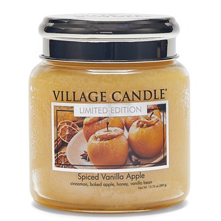 Village Candle Střední vonná svíčka ve skle Spiced Vanilla Apple 397g - Pečené vanilkové jablko