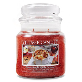 Village Candle Střední vonná svíčka ve skle Warm Maple Apple Crumble 397g - Jablečný koláč s javorovým sirupem
