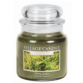 Village Candle Střední vonná svíčka ve skle White Cedar 397g - Cedrové dřevo