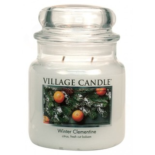 Village Candle Střední vonná svíčka ve skle Winter Clementine 397g - Sváteční mandarinka