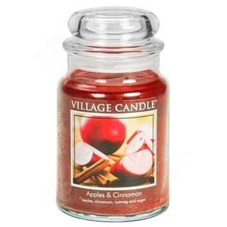 Village Candle Velká vonná svíčka ve skle Apples and Cinnamon 645g - Jablko a skořice