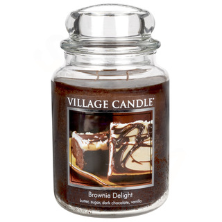 Village Candle Velká vonná svíčka ve skle Brownie Delight 645g - Čokoládový dortík