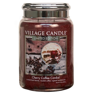 Village Candle Velká vonná svíčka ve skle Cherry Coffee Cordial 645g - Třešňovo kávový likér