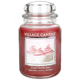 Village Candle Velká vonná svíčka ve skle Cherry Vanilla Swirl 645g - Višeň a vanilka