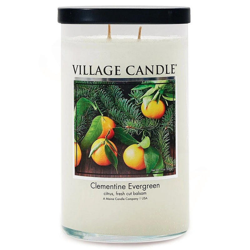 Village Candle Velká vonná svíčka ve skle Clementine Evergreen 538g