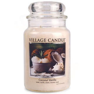 Village Candle Velká vonná svíčka ve skle Coconut Vanilla 645g - Kokos a vanilka