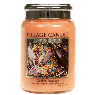 Village Candle Velká vonná svíčka ve skle Confetti Prosecco 645g - Konfety a Prosecco