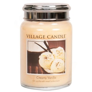 Village Candle Velká vonná svíčka ve skle Creamy Vanilla 645g - Vanilková zmrzlina