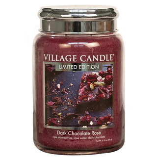 Village Candle Velká vonná svíčka ve skle Dark Chocolate Rose 645g - Čokoládová růže