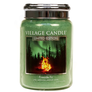 Village Candle Velká vonná svíčka ve skle Fireside Fir 645g - Táborák z jedlí