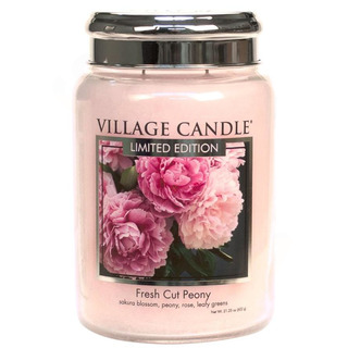 Village Candle Velká vonná svíčka ve skle Fresh Cut Peony 645g - Pivoňky