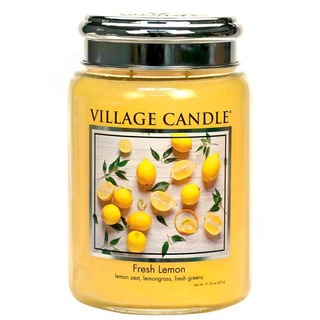 Village Candle Velká vonná svíčka ve skle Fresh Lemon 645g