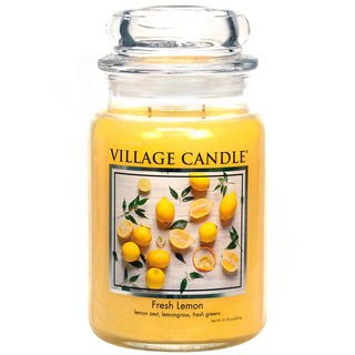 Village Candle Velká vonná svíčka ve skle Fresh Lemon 645g
