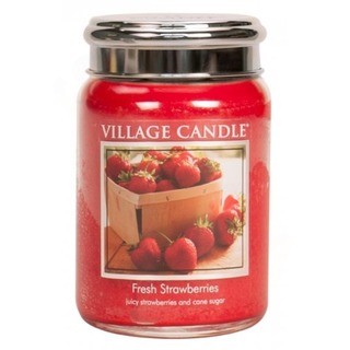 Village Candle Velká vonná svíčka ve skle Fresh Strawberries 645g - Čerstvé jahody