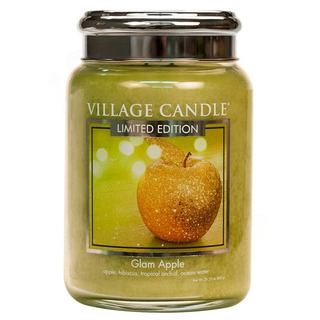 Village Candle Velká vonná svíčka ve skle Glam Apple 645g - Šťavnaté jablko