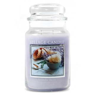 Village Candle Velká vonná svíčka ve skle Lavander Vanilla 602g - Levandule a vanilka