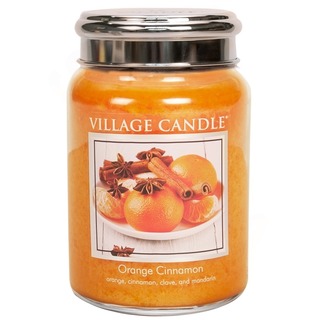 Village Candle Velká vonná svíčka ve skle Orange Cinnamon 645g - Pomeranč a skořice