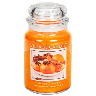 Village Candle Velká vonná svíčka ve skle Orange Cinnamon 645g - Pomeranč a skořice
