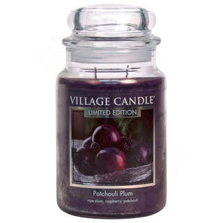 Village Candle Velká vonná svíčka ve skle Patchouli Plum 645g - Švestka a pačuli