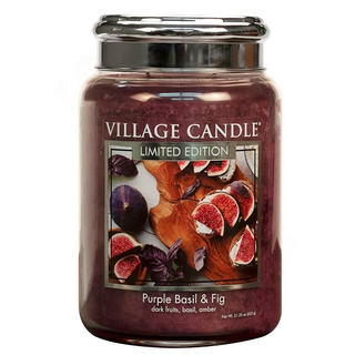 Village Candle Velká vonná svíčka ve skle Purple Basil and Fig 645g - Fialová bazalka a fík