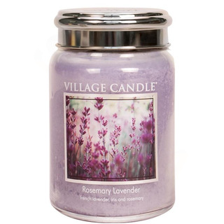 Village Candle Velká vonná svíčka ve skle Rosemary Lavender 645g - Rozmarýn a levandule