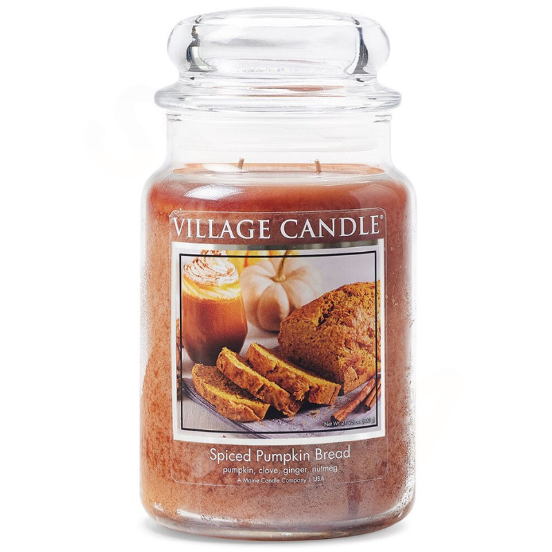Village Candle Velká vonná svíčka ve skle Spiced Pumpkin Bread 645g - Dýňový chléb