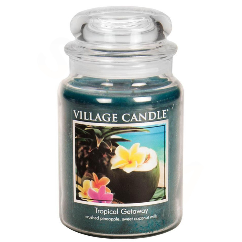 Village Candle Velká vonná svíčka ve skle Tropical Getaway 645g - Víkend v tropech