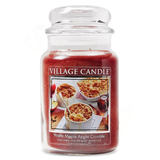 Village Candle Velká vonná svíčka ve skle Warm Maple Apple Crumble 602g - Jablečný koláč s javorovým sirupem