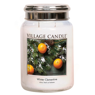 Village Candle Velká vonná svíčka ve skle Winter Clementine 645g - Sváteční mandarinka