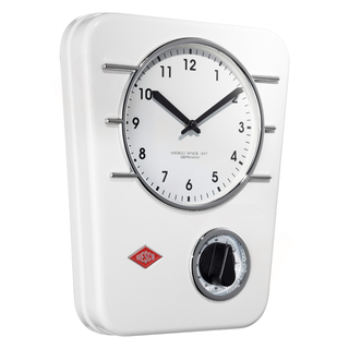 Wesco 322401-01 retro bílé závěsné hodiny s minutkou