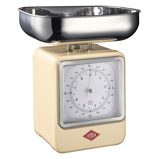 Wesco 322204-23 retro mandlová kuchyňská váha s hodinami