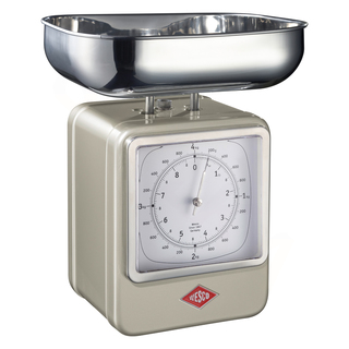 Wesco 322204-03 retro stříbrná kuchyňská váha s hodinami